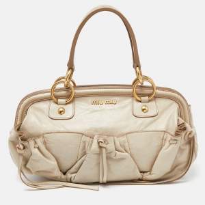 Miu Miu Beige Leather Frame Satchel 