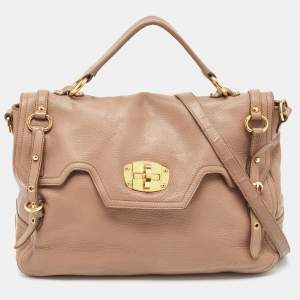 Miu Miu Beige Leather Paloma Top Handle Bag