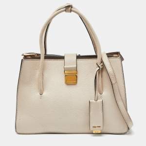 Miu Miu Beige Leather Push Lock Tote