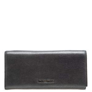 Miu Miu Dark Grey Leather Long Wallet