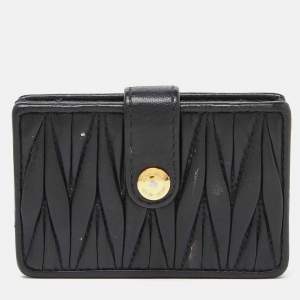 Miu Miu Black Matelassé Leather Card Case