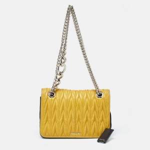 Miu Miu Yellow/Black Matelassé Leather Club Shoulder Bag