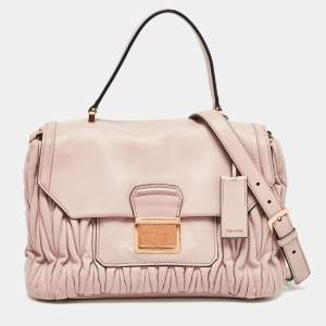 Miu Miu Old Rose Matelassé Leather Top Handle Bag