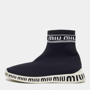 Miu Miu Black Knit Fabric Sock High Top Sneakers Size 36.5