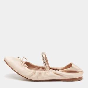 Miu Miu Beige Satin Ballet Flats Size 38