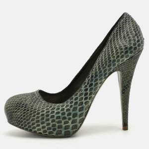 Miu Miu Green Python Platform Pumps Size 37.5