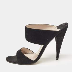 Miu Miu Black Suede Banded Sandals Size 38.5