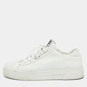 Miu Miu White Leather Low Top Sneakers Size 38.5