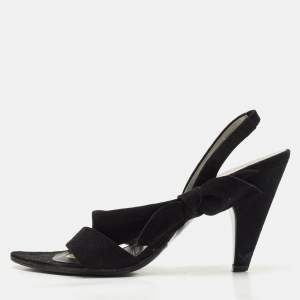 Miu Miu Black Suede Bow Strappy Slingback Sandals Size 38