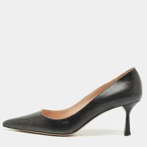 Miu Miu Black Crackled Leather Pointed Toe Pumps Size 35