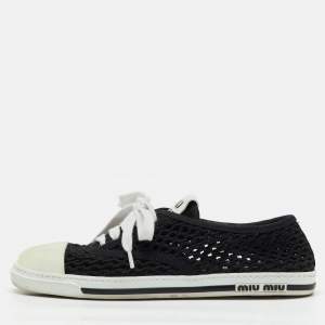 Pre Owned Miu Miu Black Rope Fabric Low Top Sneakers Size 38.5