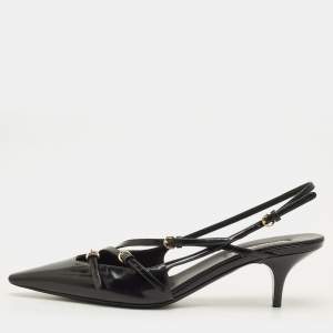 مملوكة مسبقًا Miu Miu Size 41 Black Patent Leather Buckle Slingback Pumps