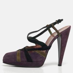 مملوكة مسبقًا Miu Miu Size 39 Purple Suede Ankle Strap Slingback Pumps