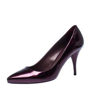 Miu Miu Burgundy Patent Leather Pointed Toe Pumps Size 38
