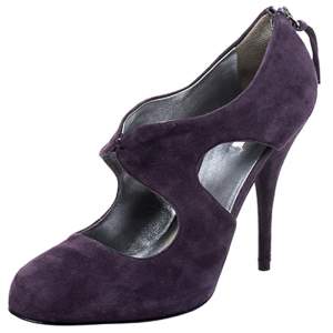 Miu Miu Purple Suede Cut Out Round Toe Pumps Size 38.5
