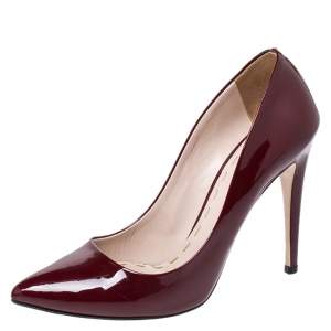 Miu Miu Burgundy Patent Leather Pointed Toe Pumps Size 38