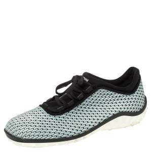 Miu Miu Blue Mesh And Fabric Low Top Sneakers Size 39.5