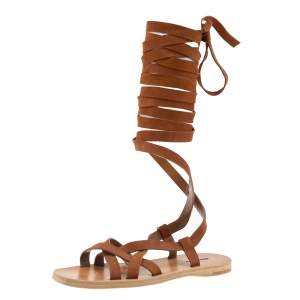 Miu Miu Brown Suede Gladiator Flat Sandals Size 38