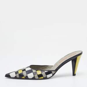 Miu Miu Multicolor Woven Leather Pointed Toe Mules Size 39.5