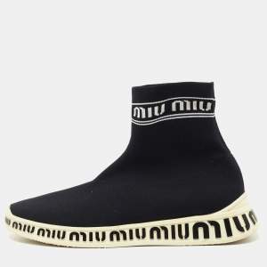 Miu Miu Black Knit Fabric Sock High Top Sneakers Size 39