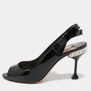 Miu Miu Black Patent Leather Slingback Pumps Size 37.5 