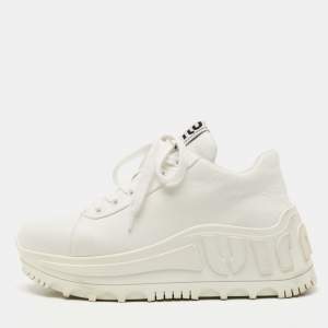 Miu Miu White Leather Platform Sneakers Size 38