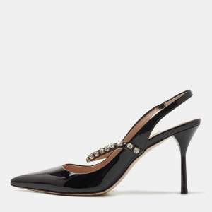 Miu Miu Black Patent Leather Slingback Pumps Size 36