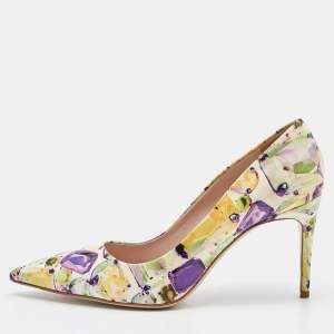 Miu Miu Multicolor Printed Patent Leather Pointed Toe Pumps Size 37.5