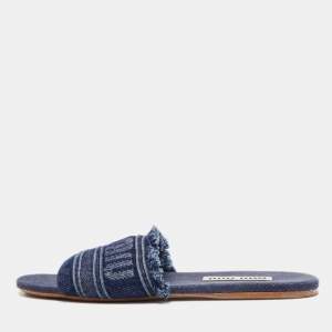 Miu Miu Blue Denim Slide Flats Size 41
