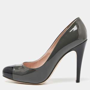 Miu Miu Grey/Black Patent Toe Cap Pumps Size 37