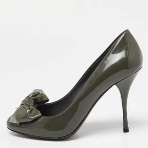 Miu Miu Green Patent Leather Bow Pumps Size 37