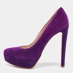Miu Miu Purple Suede Pointed Toe Platform Pumps  Size 37