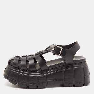 مملوكة مسبقًا Miu Miu Black Rubber Eva Platform Sandals Size 38