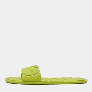 Miu Miu Green Rubber Flat Slides Size 39  