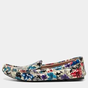 Miu Miu Multicolor Floral Print Patent Leather Loafers Size 37