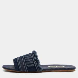 Miu Miu Blue Denim Slide Flats Size 41