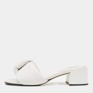 Miu Miu White Leather  Slide Sandals Size 39.5