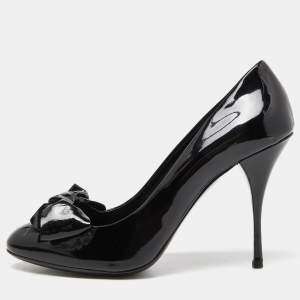 Miu Miu Black Patent Leather Bow Pumps Size 40.5