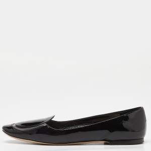 Miu Miu Black Patent Leather and PVC Ballet Flats Size 40