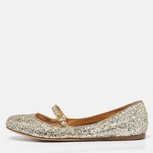 Miu Miu Gold Glitter Ballet Flats Size 39.5