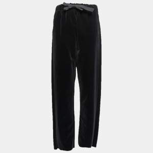 Maison Margiela MM6 Black Velvet Elasticized Waist Trousers M