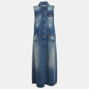 MM6 Maison Margiela Blue Denim Sleeveless Long Dress L