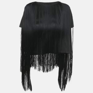 MM6 Maison Margiela Black Jersey Tassel Detail T-Shirt S