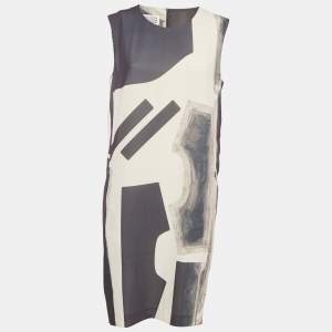 MM6 Maison Margiela Grey Printed Crepe Shift Dress M