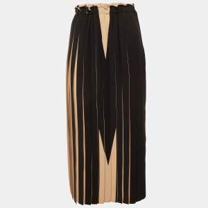 مملوكة م�سبقًا MM6 Maison Margiela Beige/Black Crepe Pleated Midi Skirt M