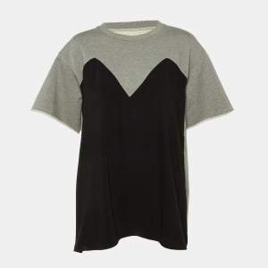مملوكة مسبقًا MM6 Maison Margiela Grey Cotton & Crepe Crew Neck Top M
