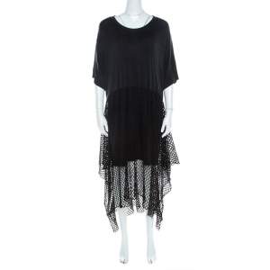 MM6 Maison Margiela Black Mesh Panel Overlay Oversized Midi Dress XS