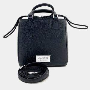 MM6 Maison Margiela Black Leather Vertical Tote and Shoulder Bag