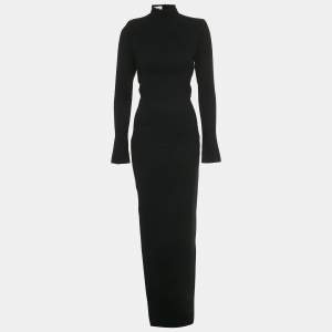 مملوكة مسبقًا Mônot Black Crepe Open Back Maxi Dress S