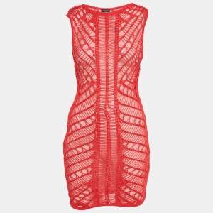 Pre Owned Moeva Red Crochet Sleeveless Mini Maggie Dress M